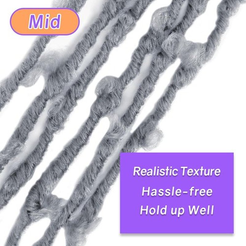Crochet Butterfly Locs with Curly Ends 18 Inch, Boho Distressed Butterfly Locs Crochet Hair, Gray Bohemian Goddess Faux Butterfly Braids with Curly Ends (6 Packs, Gray)