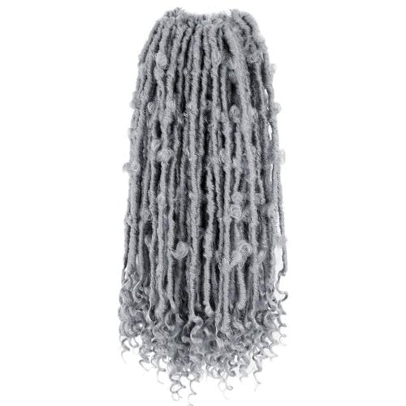 Crochet Butterfly Locs with Curly Ends 18 Inch, Boho Distressed Butterfly Locs Crochet Hair, Gray Bohemian Goddess Faux Butterfly Braids with Curly Ends (6 Packs, Gray)