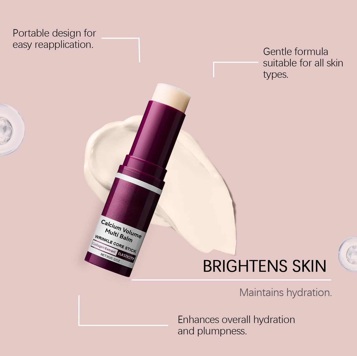 Calcium Multi Balm, Calcium Volume Multi Balm, Wrinkle Core Stick, Korean Collagen Moisturing Stick, Intensive Repair, Keep The Skin Firming Moist and Smooth for Eyes, Neck and Forehead (1)