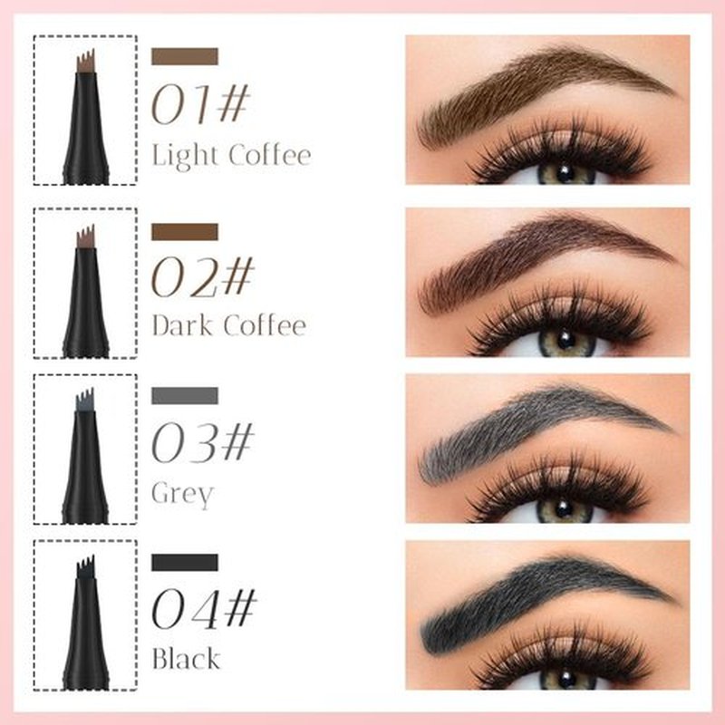 2PCS Microblading Waterproof Eyebrow Pencil, 2025 NEW Magic Eyebrow Pen Eye Brow Pencils for Women with 4 Tip, 3D Creates Natural Looking Brows Eye Eyebrow Makeup Eyebrow Pen (Light Brown)
