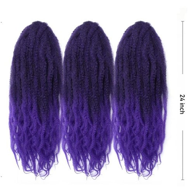 KGBFASS 24 inch Marley Hair For Twists Long afro kinky Twist Marley braiding hair Extension Synthetic Fiber Marley Braid Crochet Hair(1B/Purple)