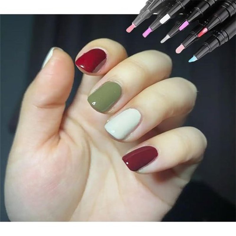 Polish Nail Pens, Nail Polish Pen Set, 6Pcs/Set Nails Pens, One Step Gel Nail Polish 3-In-1 Pen, 36 Color Nail Polish Gel Pen 8 ml (a)
