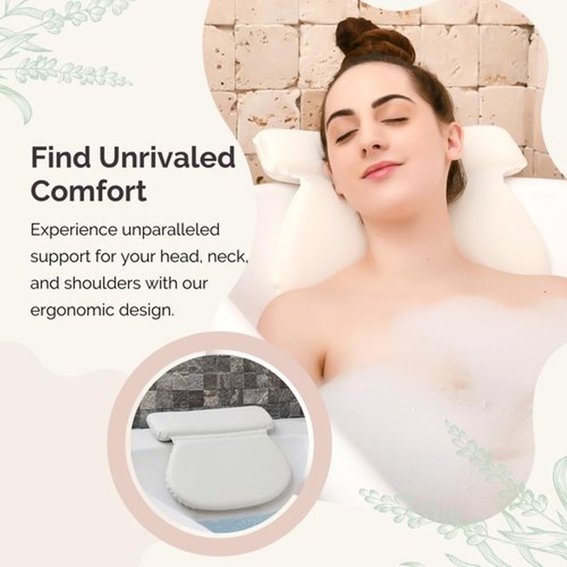 Monsuri Luxurious Bath Pillow for Tub - Premium Bathtub Pillows for Head and Neck Support - Ideal Bath Tub Pillow Headrest for Soaking Tub - Perfect Women's Gift Idea for Bath Accessories
