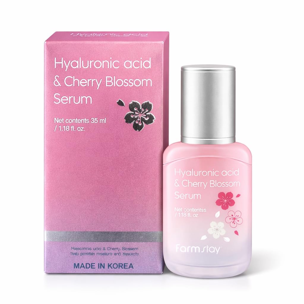 Farm. Stay Hyaluronic Acid & Cherry Blossom Serum, Hydrating Face Moisturizer, 1.18 fl oz, Lightweight Daily Facial Cream for Soft Smooth Radiant Skin