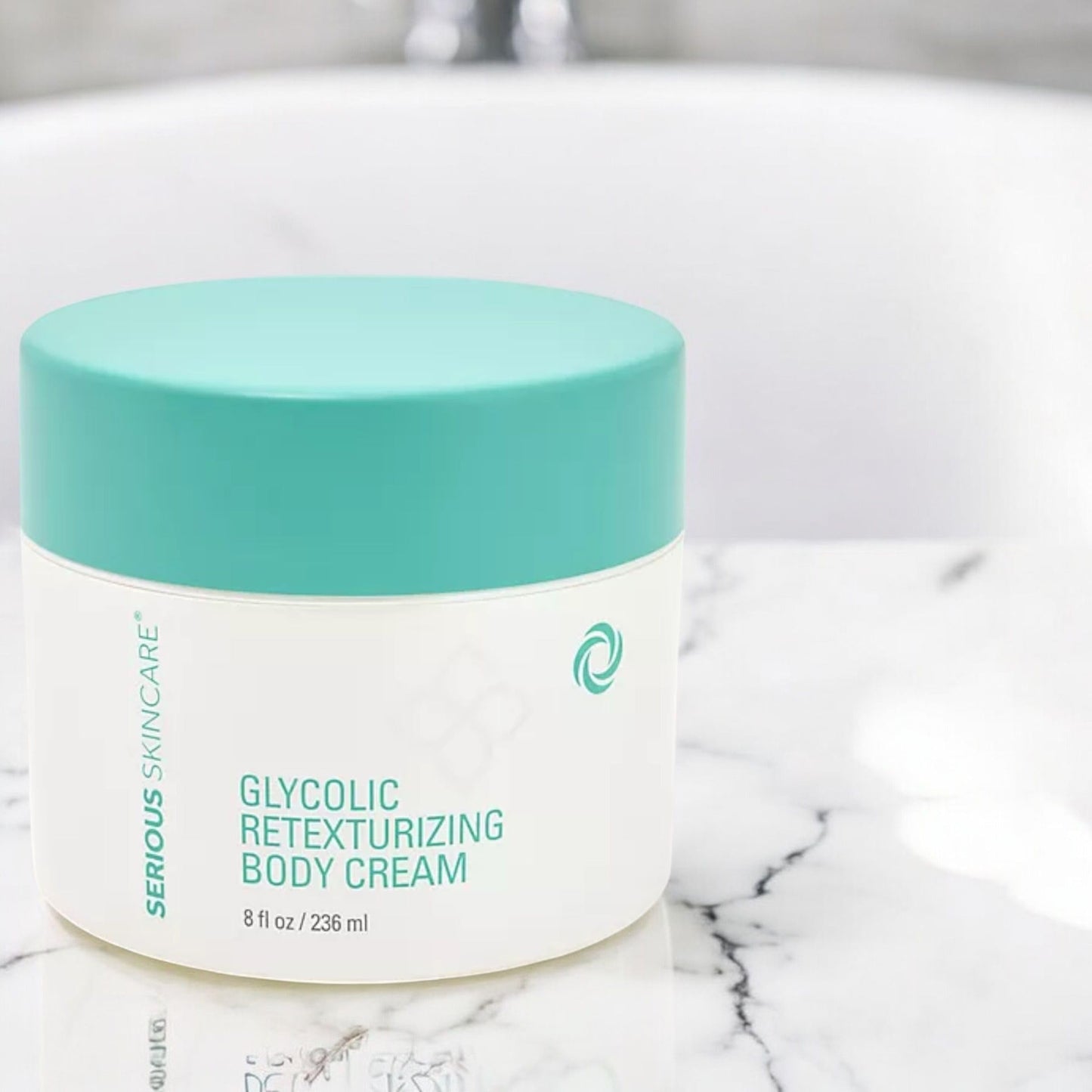Serious Skincare, Glycolic Firming Retexturizing Body Cream with BODY FIT™, Moisturizing Lotion for Dry Skin, for Loose Crepey Skin Arms, Legs, Belly, Gentle Exfoliation for Smooth & Glowing Skin 8 Oz