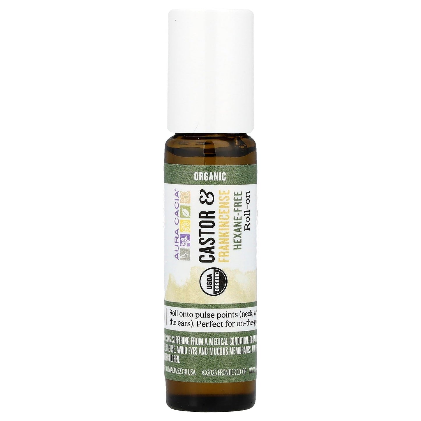 Aura Cacia Roll-On, Castor & Frankincense, 0.31 fl oz (9.2 ml)