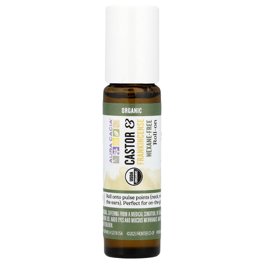Aura Cacia Roll-On, Castor & Frankincense, 0.31 fl oz (9.2 ml)
