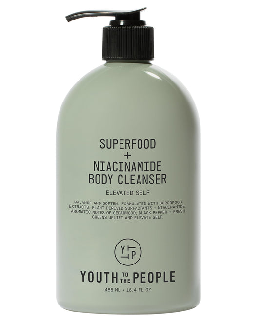 Youth To The People Superfood + Niacinamide Body Cleanser with Kale + Green Tea - Nourishing Body Wash for Soft + Smooth Skin - Replenish Moisture Barrier - Aromatic Fragrance - Vegan (16.4 fl oz)