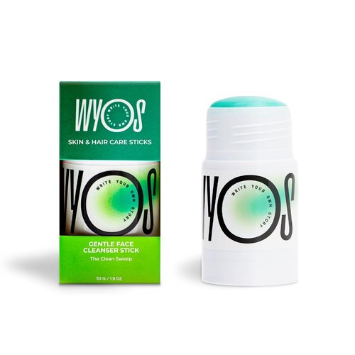 WYOS Face Cleanser Stick 2 Pack, Travel Friendly Leak Free, Vegan, Cruelty Free, Sulfate Free, Paraben Free, Sensitive Skin Makeup Remover Hydrating Glycerin Enriched Facial Wash for Women and Men
