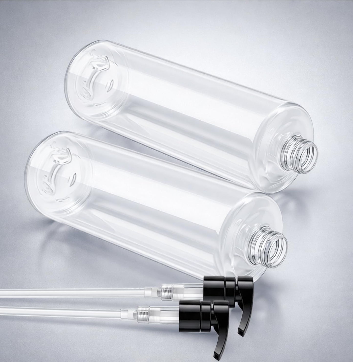 Bar5F Empty Shampoo Bottles with Pumps (2-Pack 32oz/1Liter/Large) BPA-Free PETE1 Plastic Bottle Crystal-Clear