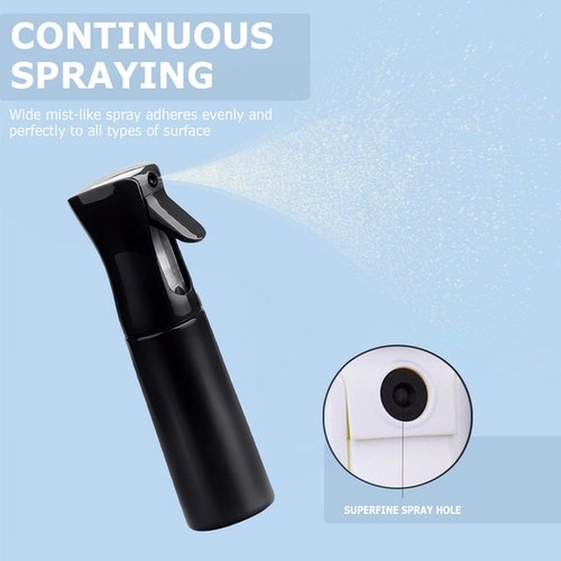 VIGOR PATH Continuous Spray Bottle with Ultra Fine Mist - Versatile Water Sprayer for Hair, Home Cleaning, Salons, Plants, Aromatherapy, and More - Empty Hair Spray Bottle - 300ml/10.1oz (Black)