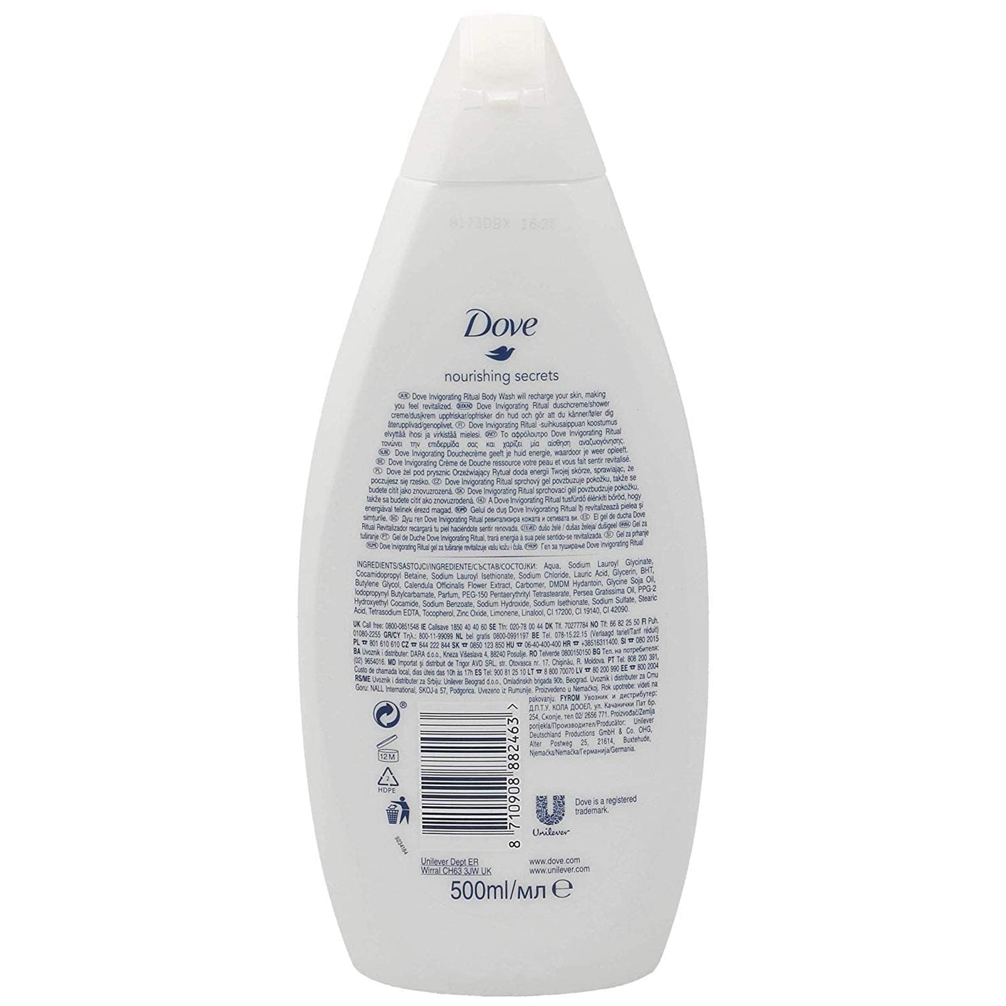 Dove Nourishing Secrets Invigorating Ritual Body Wash, Avocado Oil & Calendula Extract, 16.9 Ounce / 500 Ml, Pack of 2