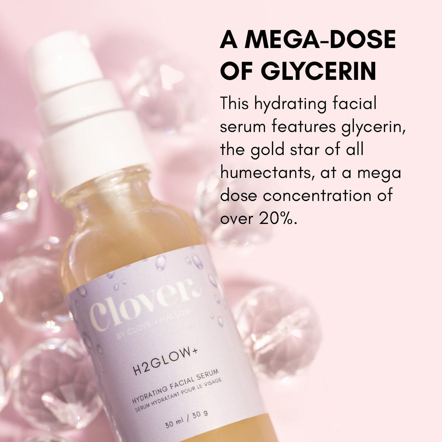 Clover H2Glow+ Hydrating Antioxidant Serum | Deep Moisturizing Anti-Aging Facial Serum | Hydrate Layers of Dry Skin, Plump, and Smooth Fine Lines | Cruelty-Free & Vegan - 1 oz (30 ml)