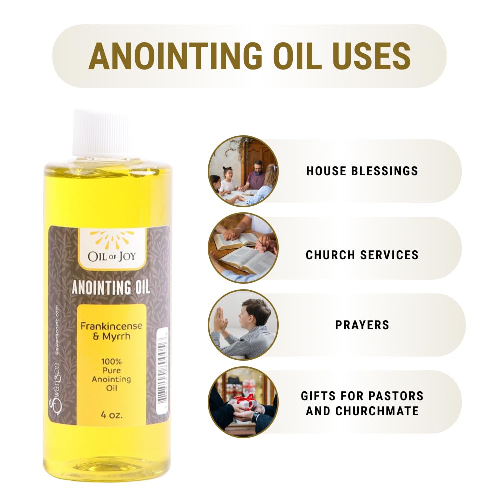 Anointing Oil – Frankincense & Myrrh – Refill – 4oz for Church Earthy, Woodsy Scents for Prayer, Blessings, Healing. 1 oz. Plastic Bottle, Secure Lids
