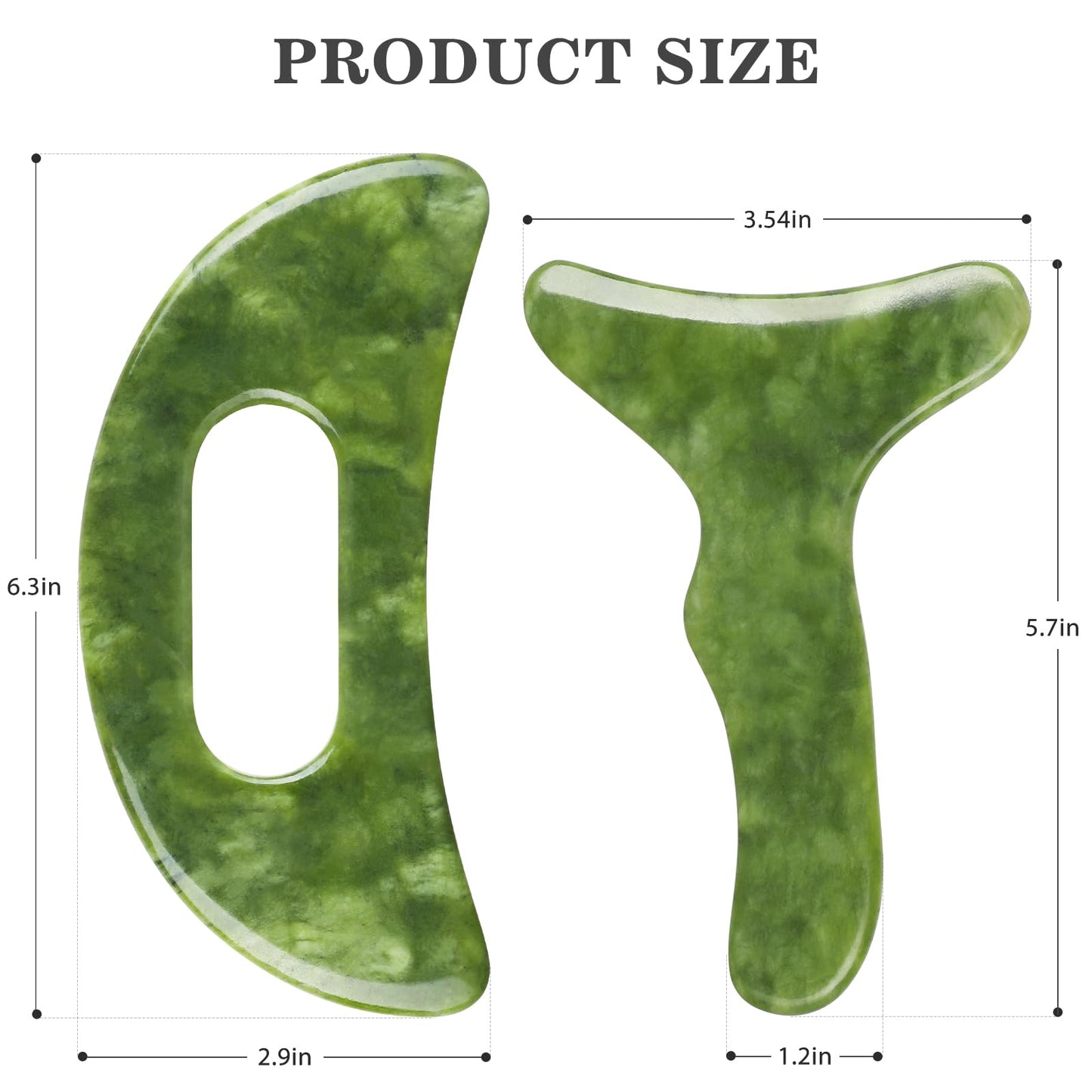 CekPo 2 in 1 Jade Stone Gua Sha Massage Tool, Large Guasha Muscle Scraper Tools Set with Handle Muscle Scraping Massage Tools Anti Cellulite Spa Acupuncture Tools for Back Neck Leg Lymphatic Drainage