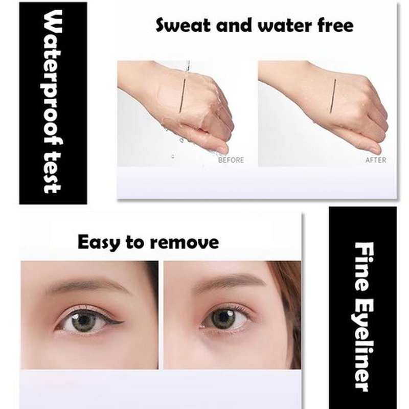 WanTuoluo 8 Pcs Double-Side Black Liquid Eyeliner Stamp Pens Set,Triangle Wing Eye Tail Cat Eye Stamp Makeup, Long Lasting Liquid Eye Liner,Waterproof & Smudgeproof Makeup (Black-2, 8Pack)