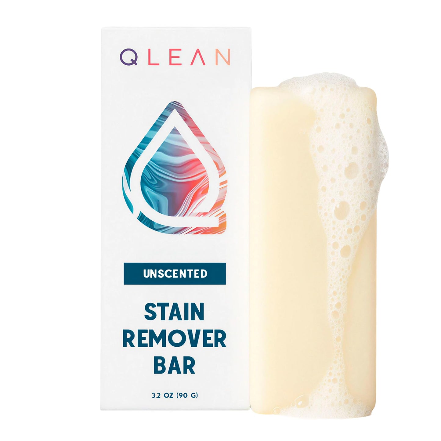 QLEAN Vegan Stain Remover Bar for Fabrics, Laundry Bar Soap for Clothes – Plant-Based, Travel-Friendly Stain Remover for Grease, Wine, Coffee, Grass & More – Non-Toxic & Safe for Delicates (1)