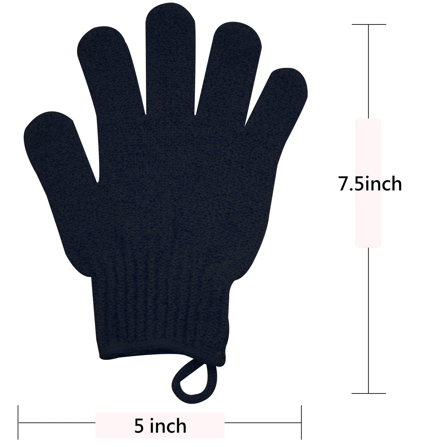 Meiyante Heavy Exfoliating Shower Gloves with Hanging Loop, Black