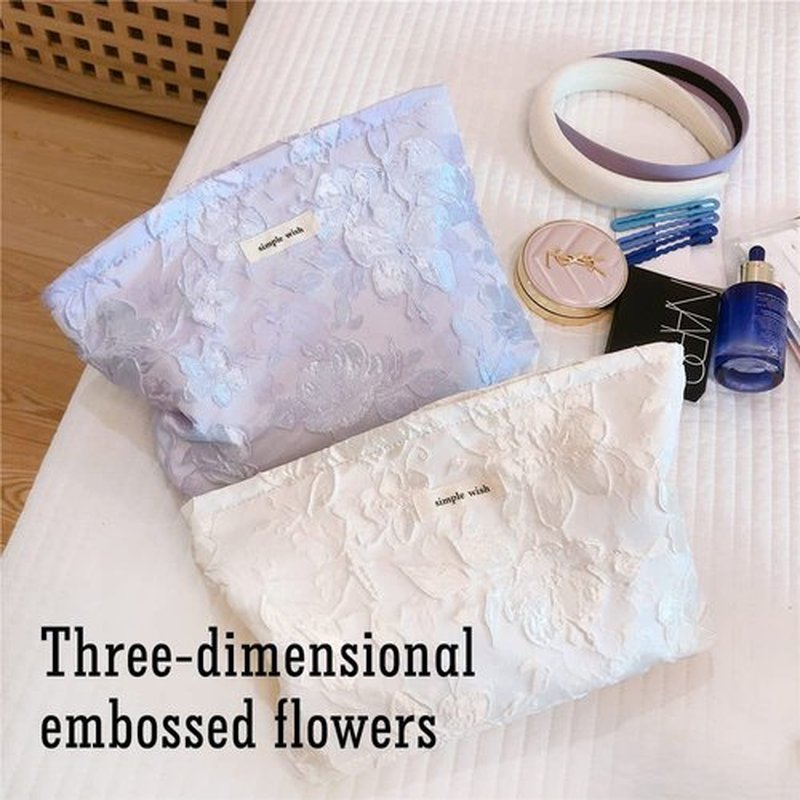 STARDW Flower Cosmetic Bags Makeup Bags for Women and Girls,Travel Makeup Bag Large Capacity Canvas Makeup Bag,Makeup Organizer Bag Zipper Pouch