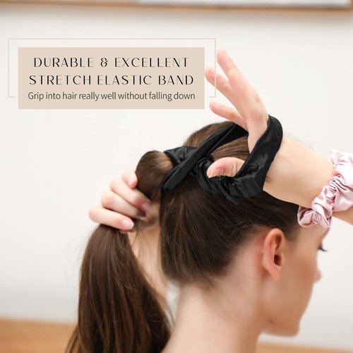 ZIMASILK 22 Momme 100% Pure Mulberry Silk Large Scrunchies for Women, Hair-Friendly & Luxurious Elastic Scrunchies Set (3 Scrunchies)