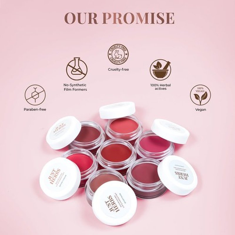 Just Herbs Organic Creamy Matte 3 in 1 Lip & Cheek Tint, Blush For Women - SLS,Chemical & Paraben Free - 0.14 fl. oz. (Peachy coral)