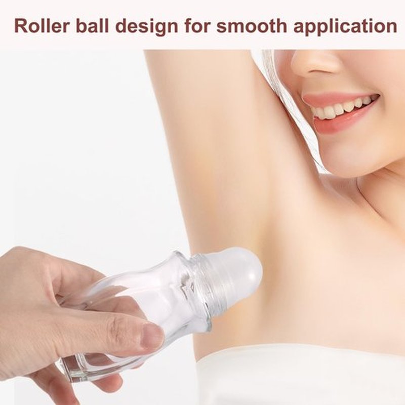 Kesell 2Pcs 50 ml Clear Roll On Bottles Roller Ball Deodorant Container with 1pcs Opener Empty Glass Roller Bottles Refillable Deodorant Container with Essential Oil Rollerball (Gold Cap)