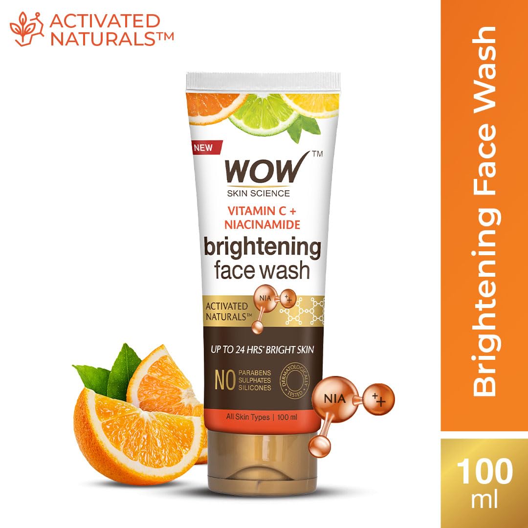 WOW Brightening Vitamin C Face Wash - No Parabens, Sulphate, Silicones, Color & Synthetic Fragrance - 100mL
