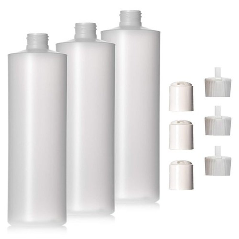 Aromine 8oz Natural Color HDPE Squeeze Bottles with Disc Cap and Squirt Cap (3 Pack) (8oz)