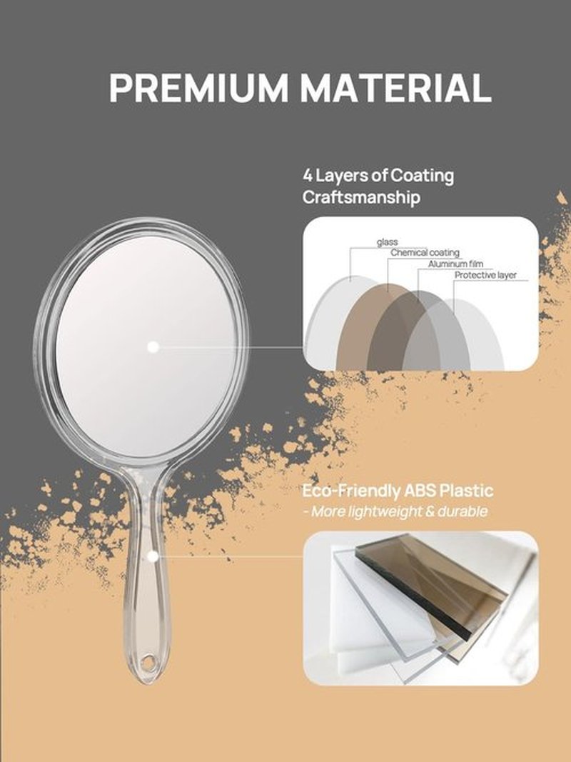 OMIRO Hand Mirror, Double-Sided Handheld Mirror 1X/3X Magnifying Mirror with Handle, Set of 3 (Clear)
