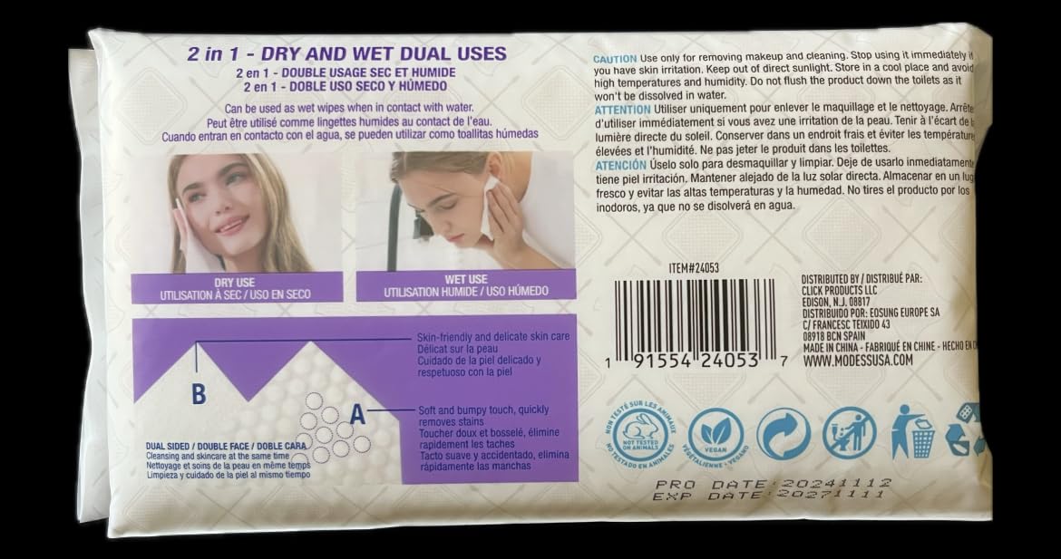 Modess Disposable Face Towels, 30 Count, Ultra Soft, Strong Water Absorption, 7.1 x 7.9 inches