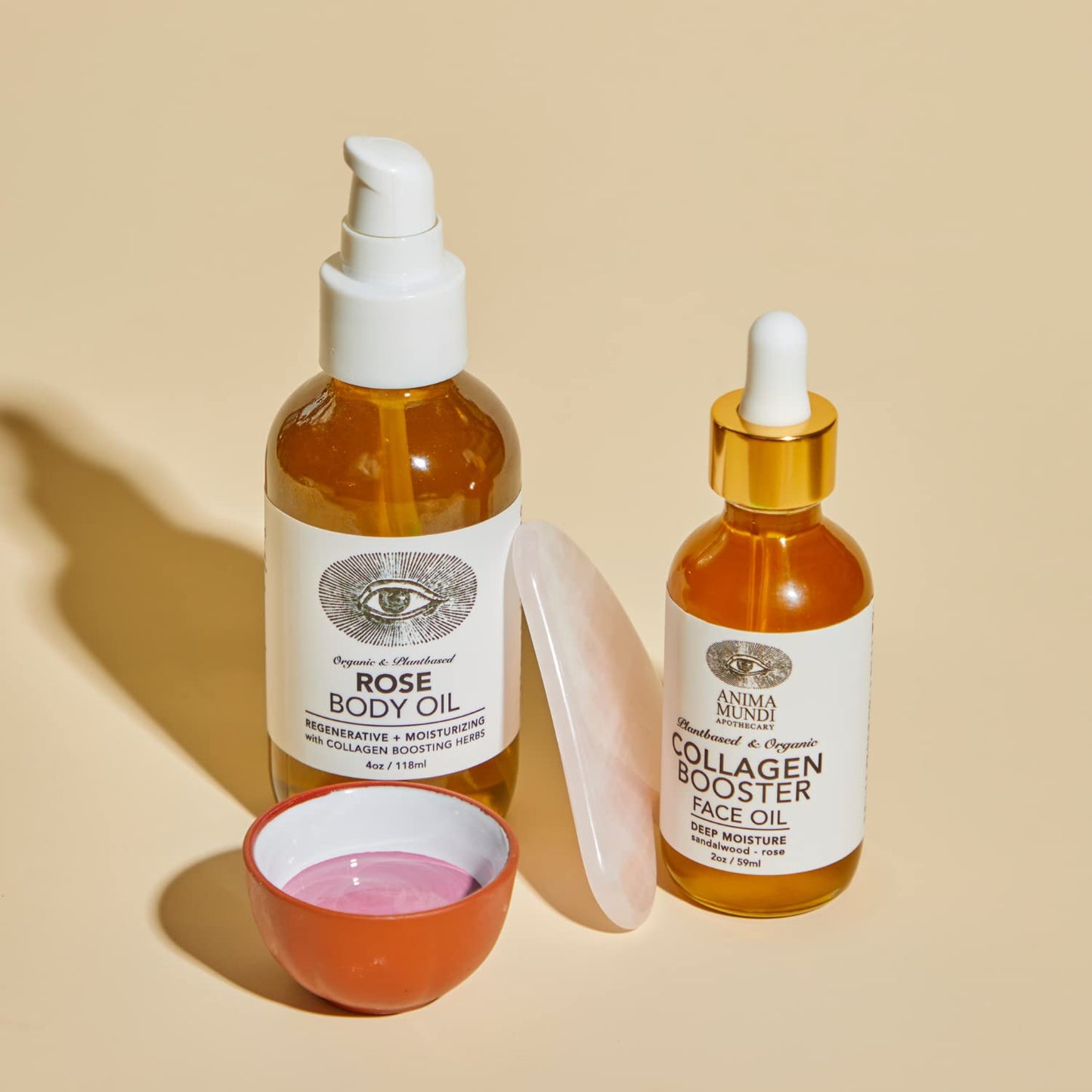 Anima Mundi Apothecary Rose Body Oil - Botanically Dense Adaptogenic Collagen Formula - Made with Organic Moringa & Jojoba Oil for Skin Rejuvenation - Rose Scented & Hydrating (4oz / 118ml)