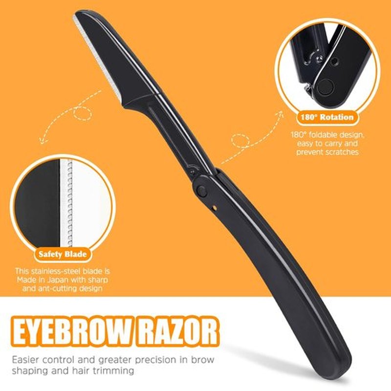 TsMADDTs Professional Stainless Steel Tweezers for Women and Men, 7 Pack Precision Tweezers for Eyebrows with Curved Scissors and Eyebrow Razor for Ingrown Hair