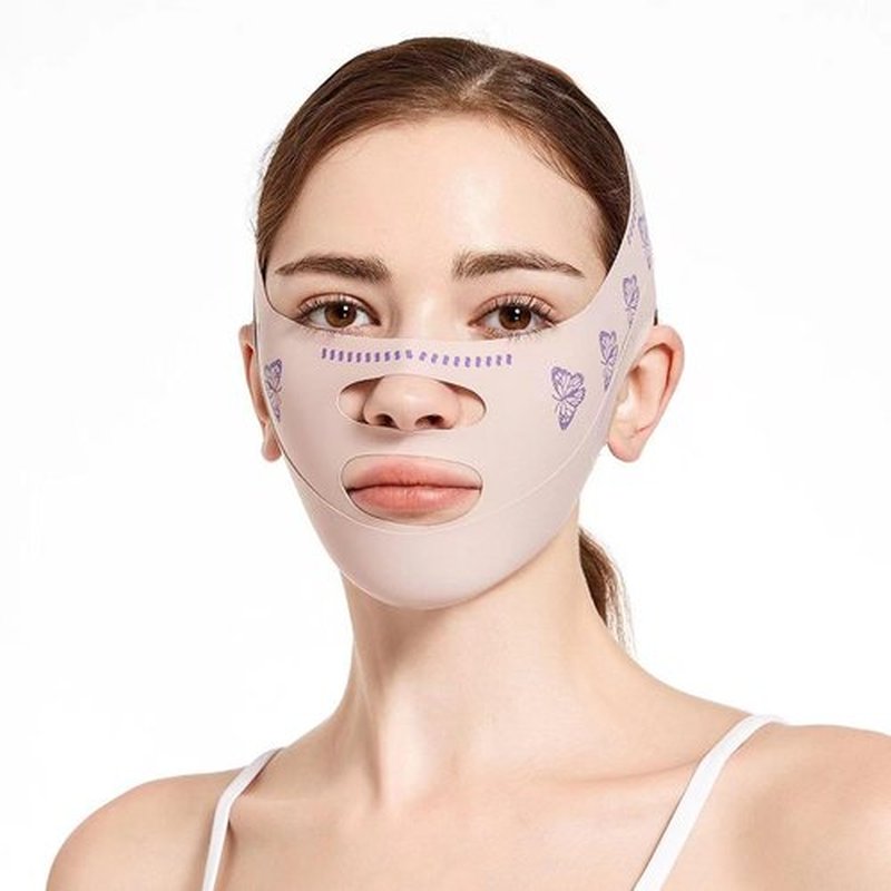 MZLUWM Beauty Face Sculpting Sleep Mask, Double Chin Reducer,V Shaped Slimming Face Mask, Reusable Facial Shaped UP Lift Mask- Anti-Aging and Anti-Wrinkle Band (Pink B)