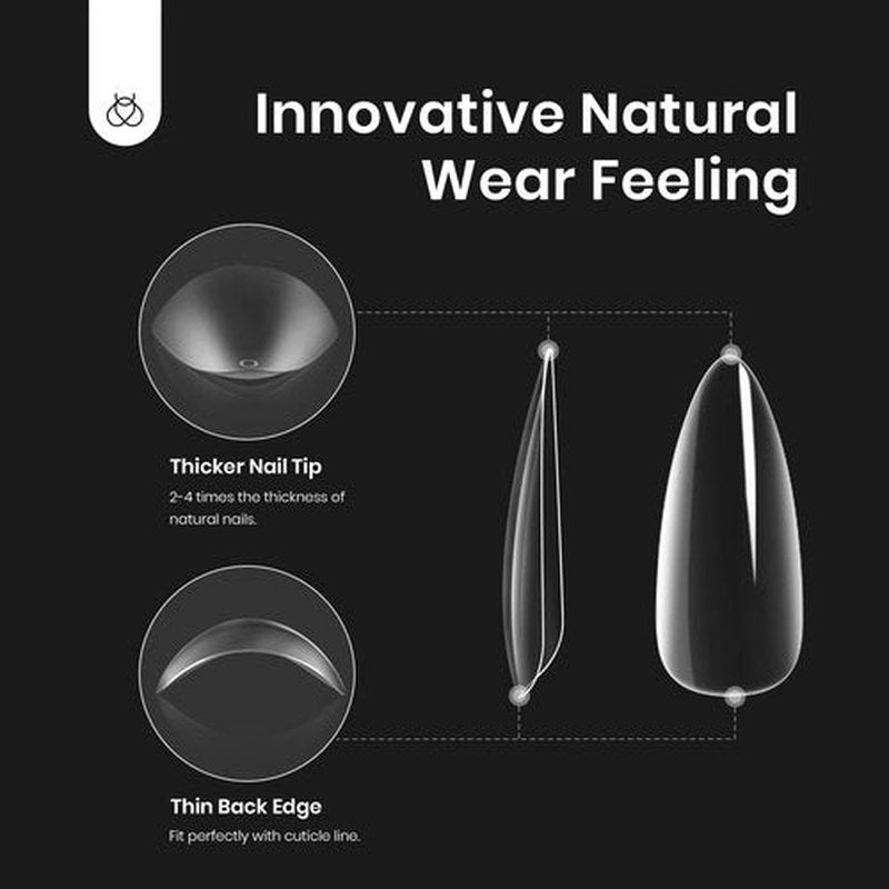 Beetles Easy Gel Tips Nail Extension Kit Extra Short Stiletto Pre-shaped False Nail Tips with 5 In 1 Nail Glue Gel Base Coat Fake Nails and Uv Led Nail Lamp Diy Gift for Women