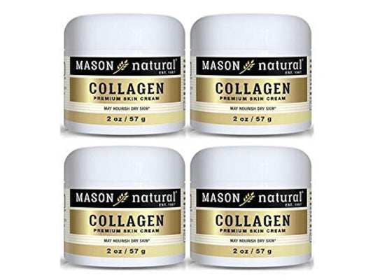 MASON NATURAL Collagen Premium Skin Cream - Anti Aging Face and Body Moisturizer, Intense Skin Hydration and Firmness, Pear Scent, Paraben Free, 2 OZ (4-Pack)