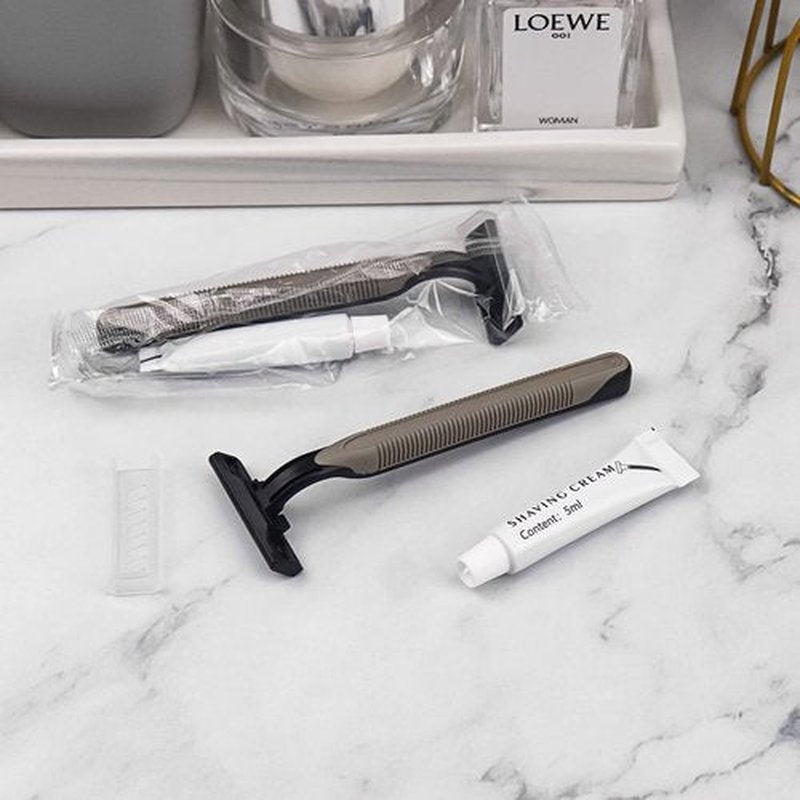 Disposable Razors In Bulk, Bulk Razors With Knife Cap, Gray, Individually Packaged Disposable Razors Bulk With Shaving Cream For Hotels, Homeless, Nursing Homes, Charities (Pack-60)