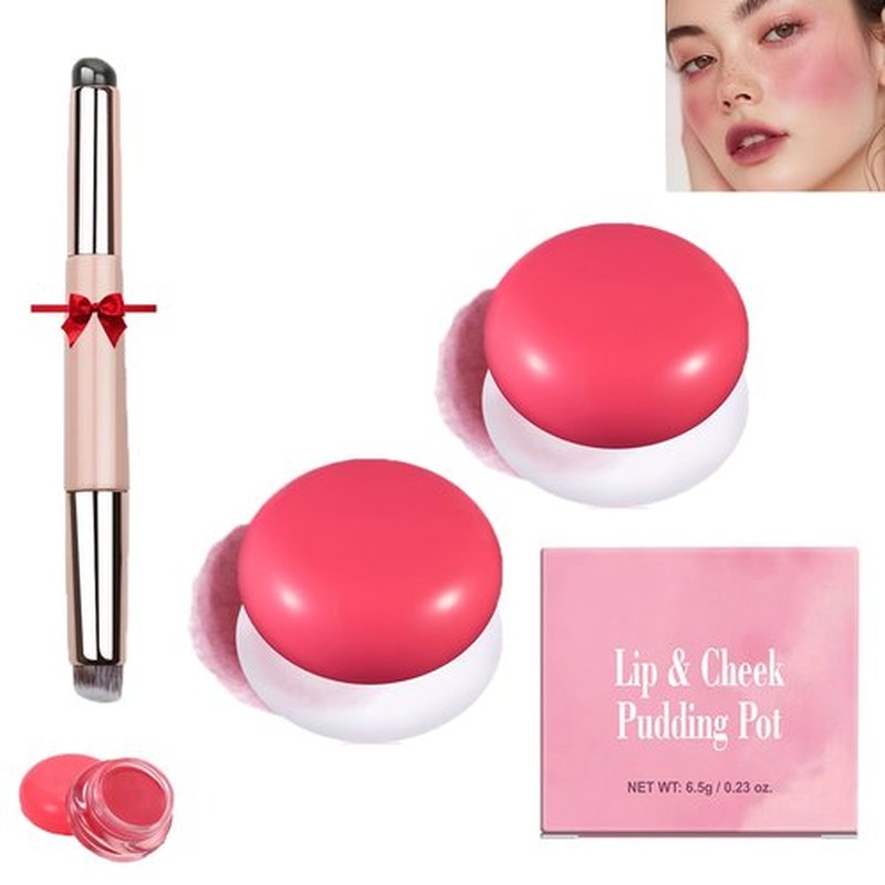 Korean Pudding Pot Blush,Korean Pudding Pot Lip,Korean Pudding Pot Makeup,Blurring Pudding Pot Lip,Blurry Pudding Pot for Lip&Cheek,Blurring Makeup Blush,Long-Lasting Buildable (2*#07)