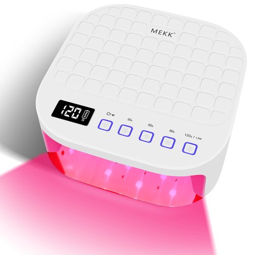 MEKK Cordless UV Nail Lamp,54W UV Light for Gel Nails,Professional UV LED Nail Dryer with Auto Sensor & 4 Timer,Red Light UV Nail Light,Flash Cure Lamp for Salon & Home, Checkered Design -White