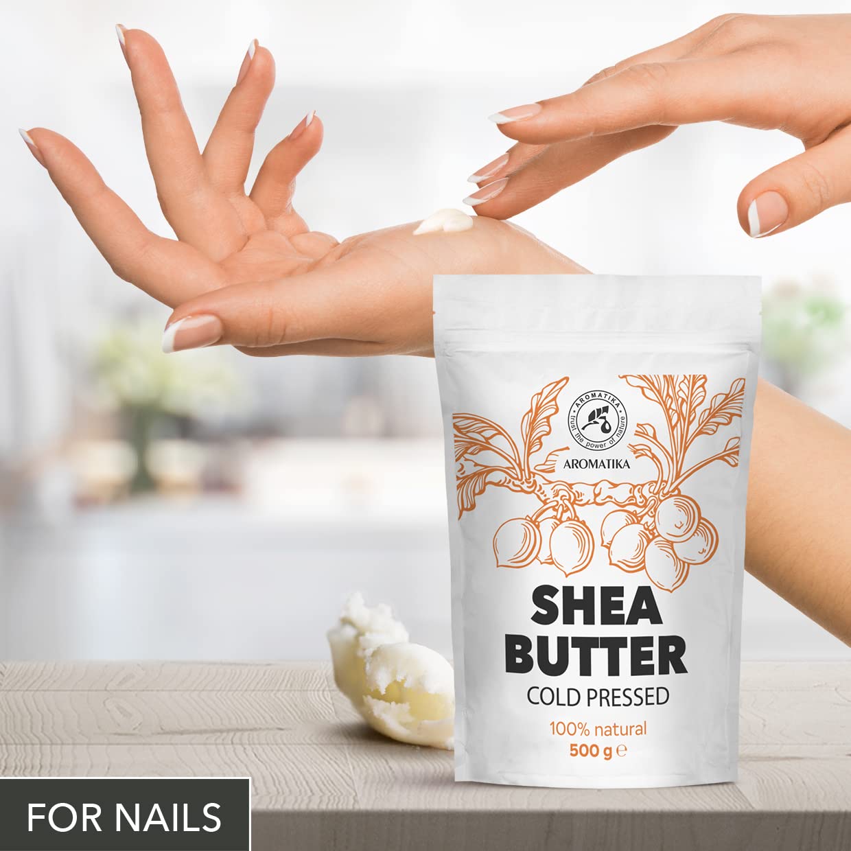AROMATIKA Shea Butter 17.5 Oz (500g) - Unrefined Raw/Pieces - Africa - Ghana - 100% Pure Shea Butter Body Butter - Cosmetic Grade - for Hair Skin Lip Face Feet Body Care - Massage