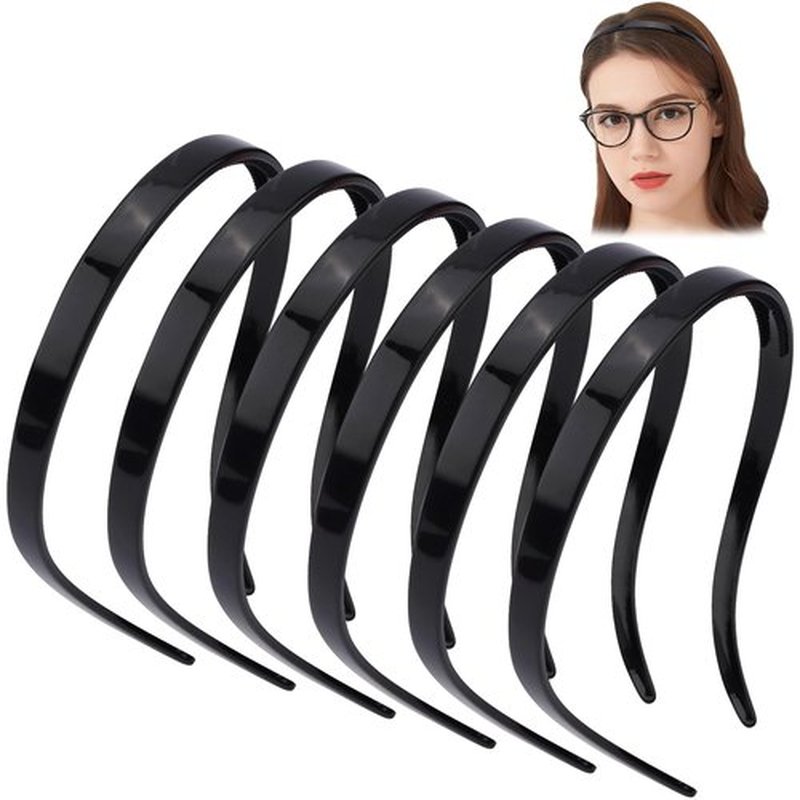 TOBATOBA Black Headbands for Glasses Wearers No Pressure No Headache Headbands Square Headband Sunglasses Headband for Women Comfortable Headbands for Girls, Womens Headbands Non Slip with Teeth 6Pcs