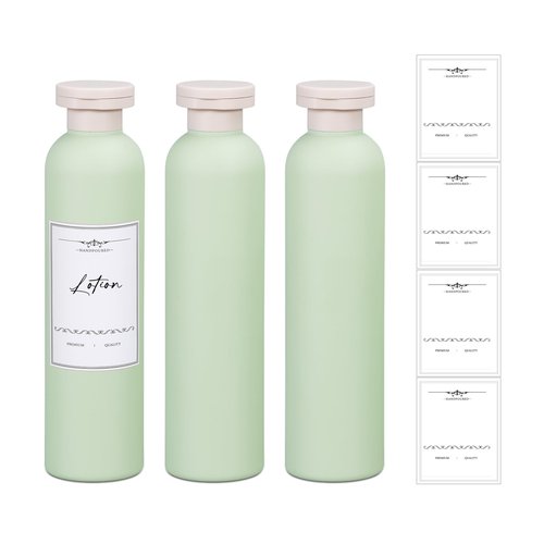UMETASS 8.8oz Travel Bottles for Toiletries, Empty Plastic Squeeze Bottles with Flip Cap, Lotion Container for Toiletries (3 pack, green)