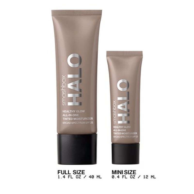 Smashbox Halo Healthy Glow All-In-One Tinted Moisturizer SPF 25 | Light to Medium Coverage| Hyaluronic Acid, Oil free + Anti Humidity, 1.4 Fl Oz, Tan Medium Dark