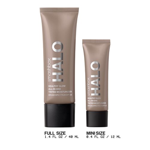 Smashbox Halo Healthy Glow All-In-One Tinted Moisturizer SPF 25 with Hyaluronic Acid, Light to Medium Coverage, Dewy Finish, Oil-free, Sweat and Humidity Resistant, 0.4 Fl Oz,Light