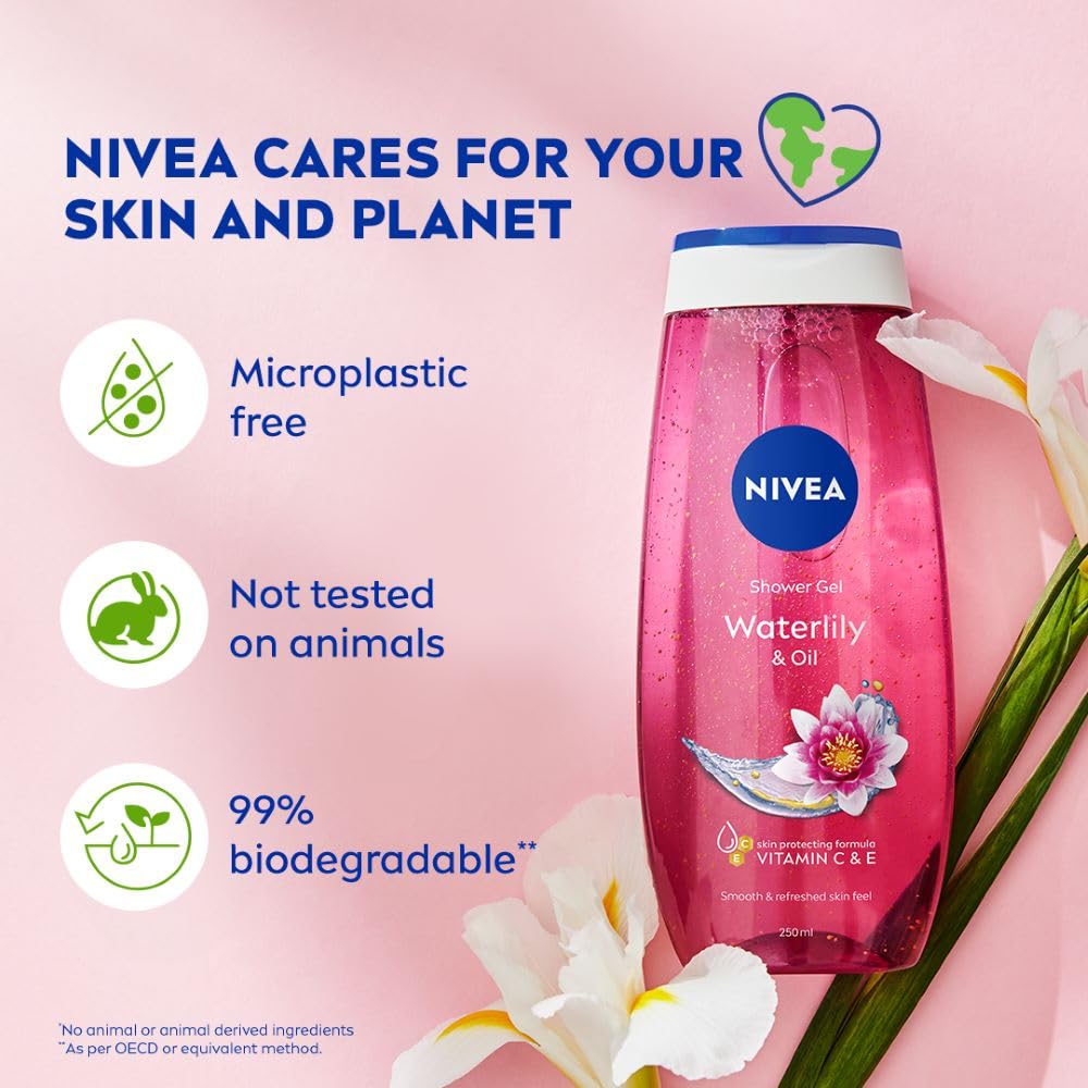 Nivea Bath Care Shower Water Lily Oil, 250 ML