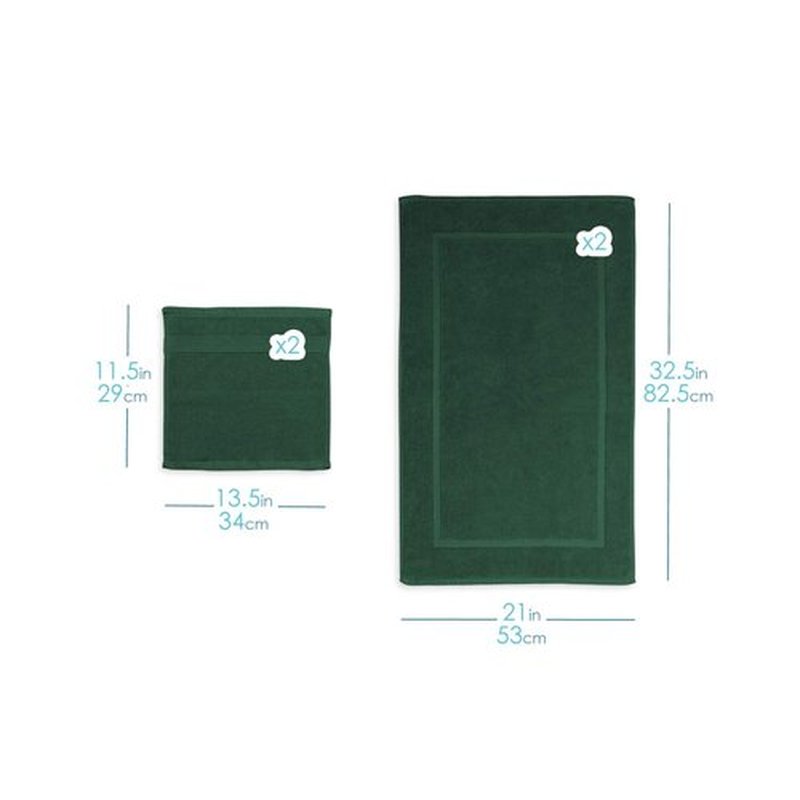 Hearth & Harbor Bath Mat Towels - 100% Ring Spun Cotton Luxury Towels - Ultra Soft & Highly Absorbent, Bathroom Towels, Floor Mat - Hunter Green