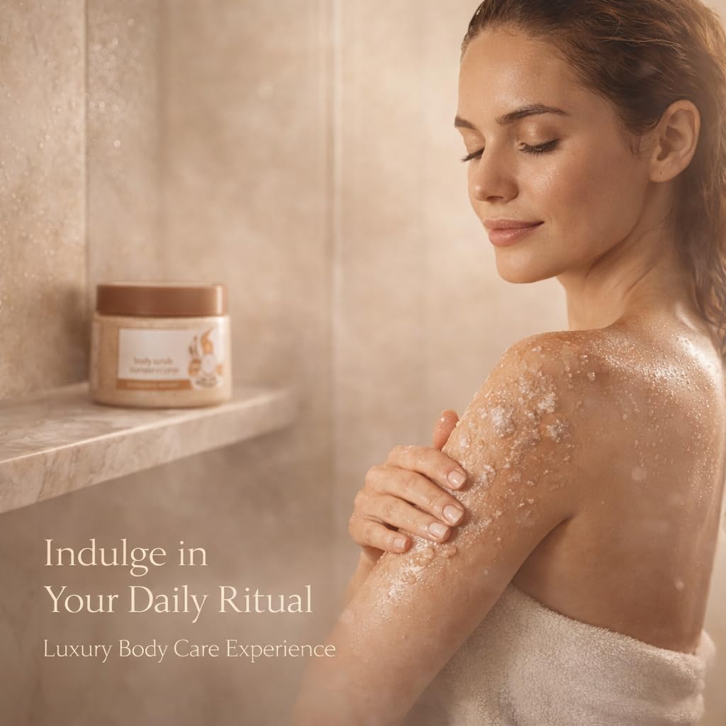 Brown Sugar and Coconut Scented Body Scrub, 15 oz Gentle Cleansing Body Polish with Smooth Texture for Daily Bath and Shower Use, Suitable for All Skin Types