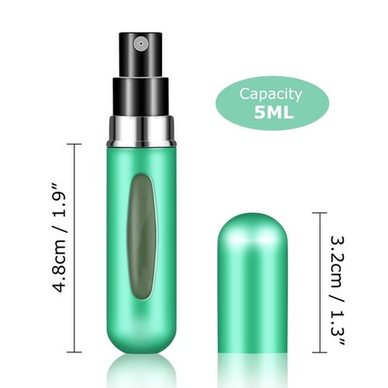 Fivexing 2Pcs Refillable Perfume Atomizer Bottles，Portable Mini Separate Perfume Bottle，Travel and Outings Spray Boxes Dispensers 5ml/0.2oz(Green)