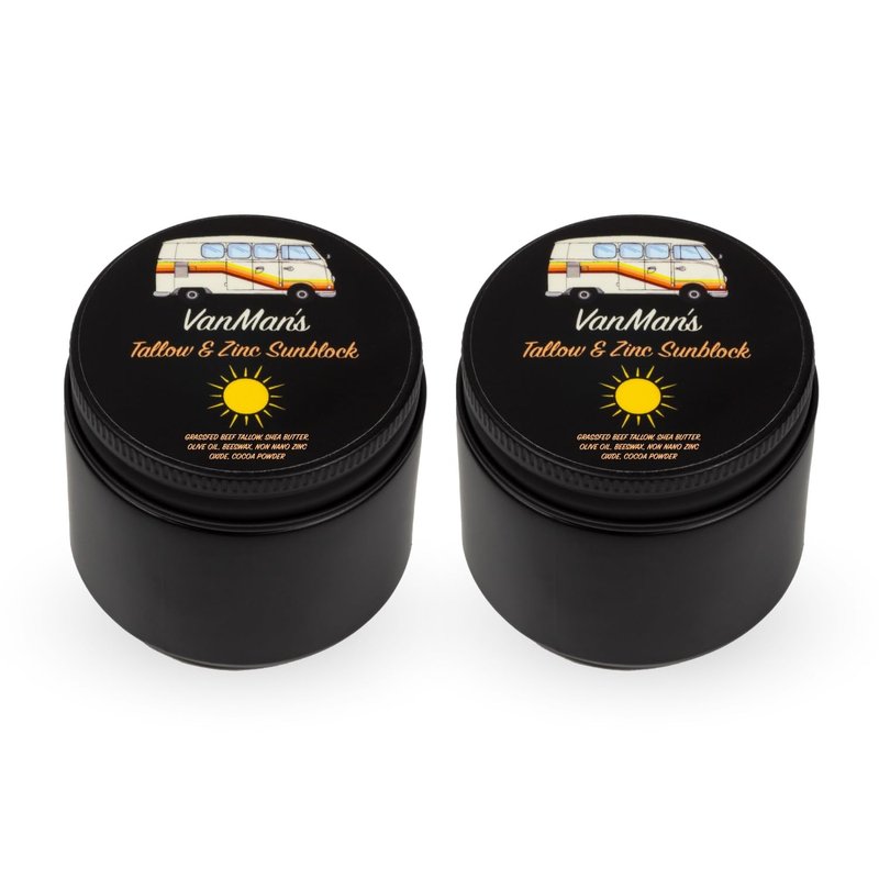 Tallow & Zinc SunBlock - Water Resistant SPF 20 Sunscreen with Organic Olive Oil & Beeswax | 2.8 oz (2 Pack)