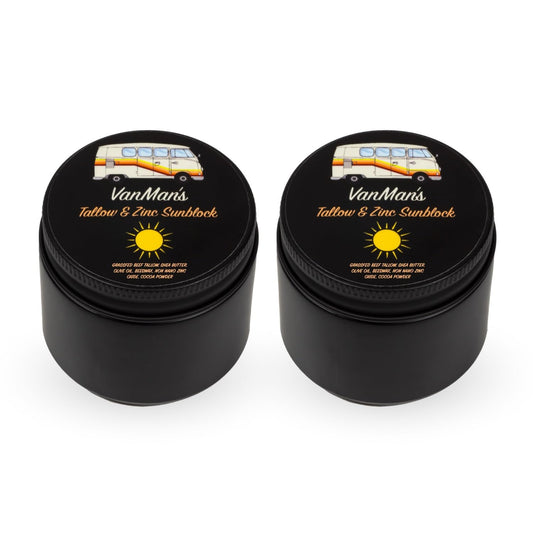 Tallow & Zinc SunBlock - Water Resistant SPF 20 Sunscreen with Organic Olive Oil & Beeswax | 2.8 oz (2 Pack)
