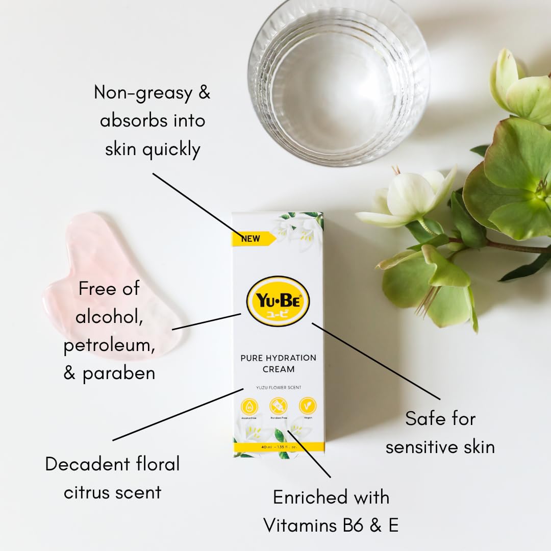 Yu-Be Ultra Hydration Trio | Japanese Skincare | Moisturizer Set with Yuzu Pure Hydration, Advanced Formula Fragrance Free Cream, & Moisturizing Skin Cream | Vegan Sensitive Skin-Safe